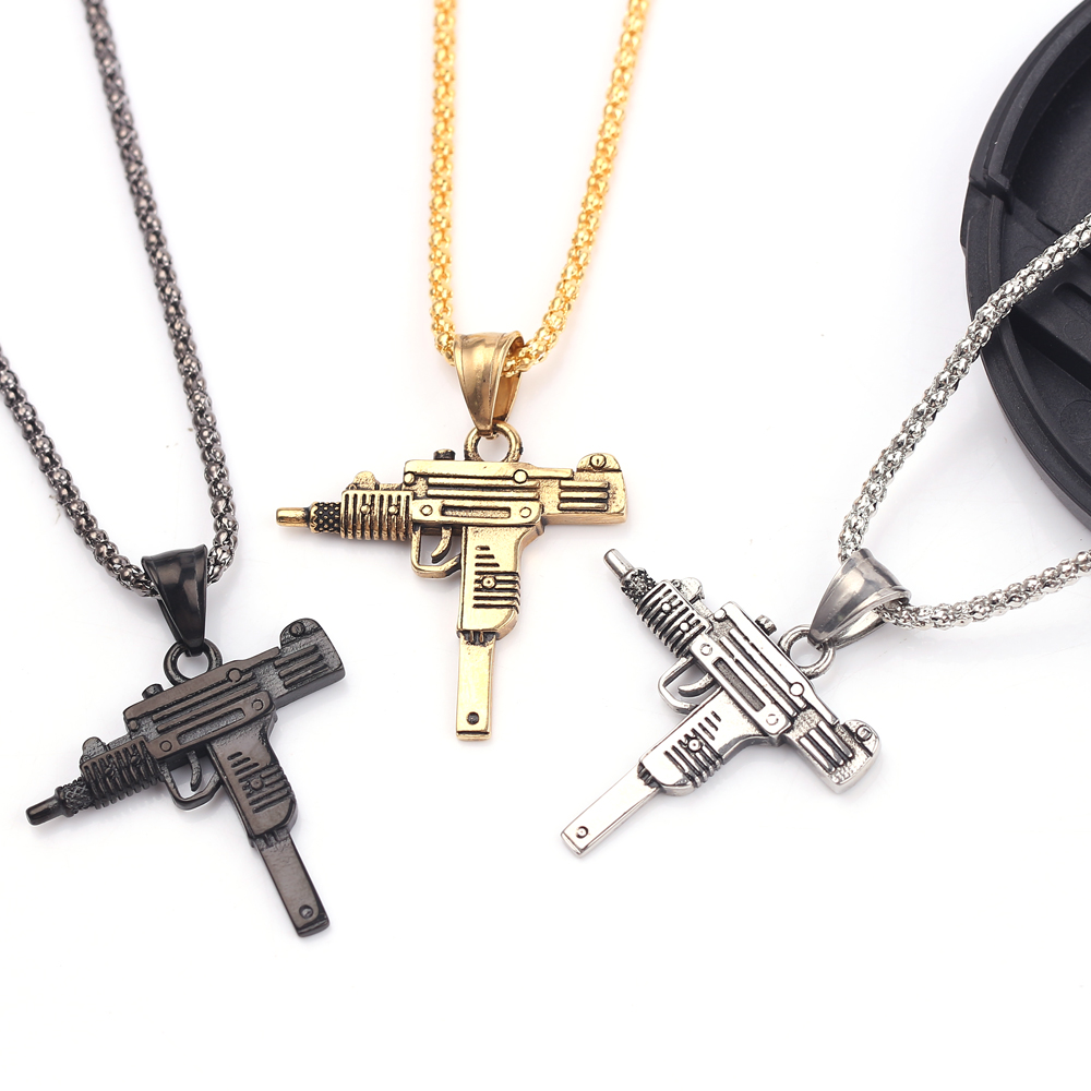 Jewelry Making Workshops - Punk Uzi Tabanca Makineli Tüfek Kolye