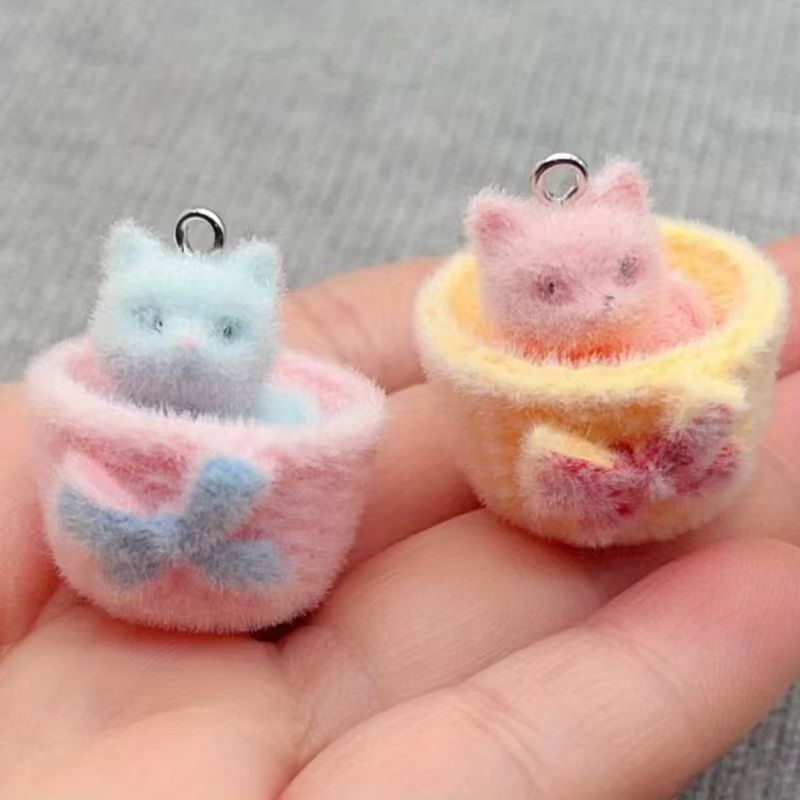 Jewelry Making Factory - 4 adet 3D peluş reçine kedi