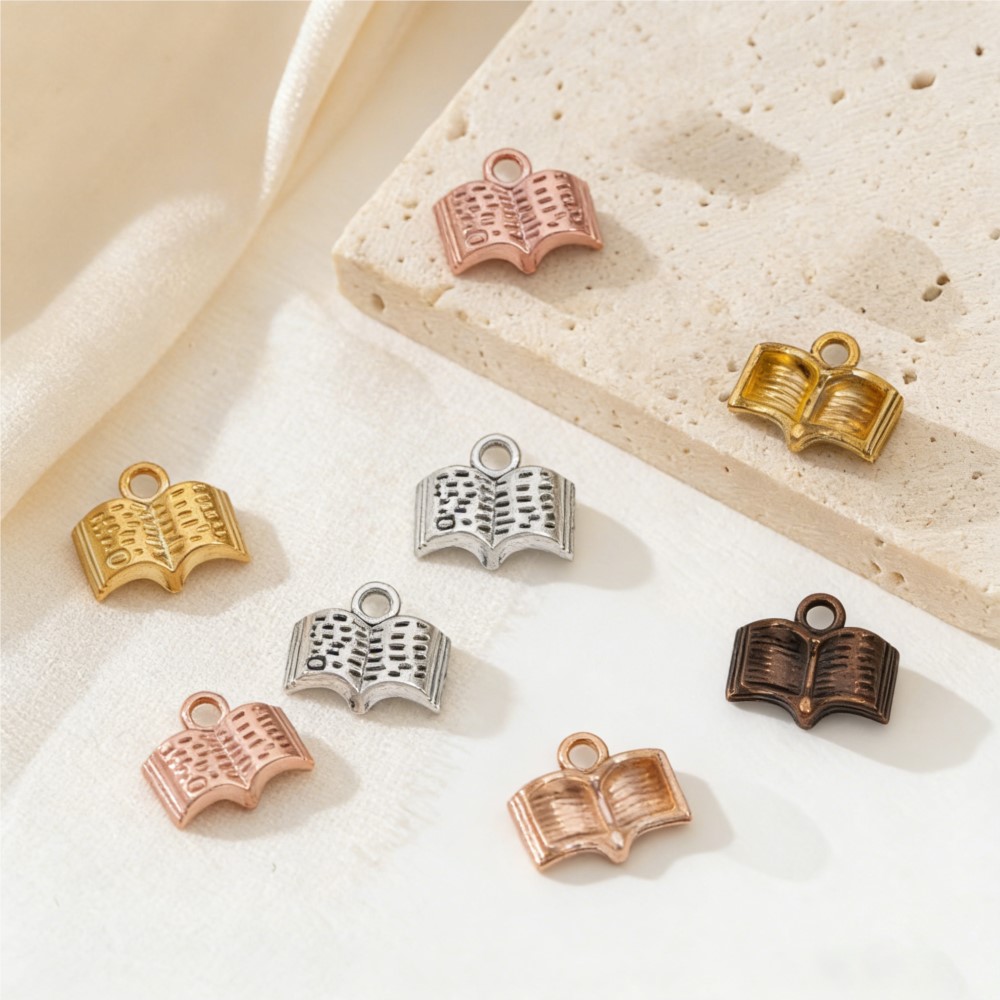 Jewelry Making Guide Book - 10/20/100 adet Charms Açık Kitap 12x11mm