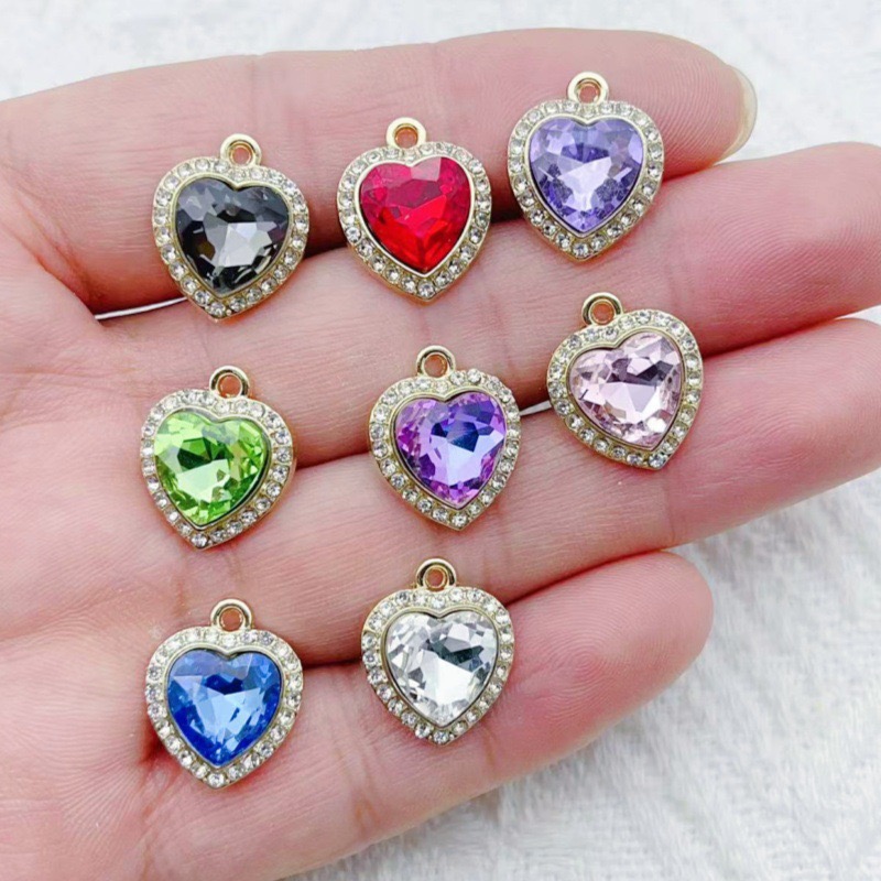 Jewelry Making Pendants - 10 adet kalp şeklinde kakma renkli