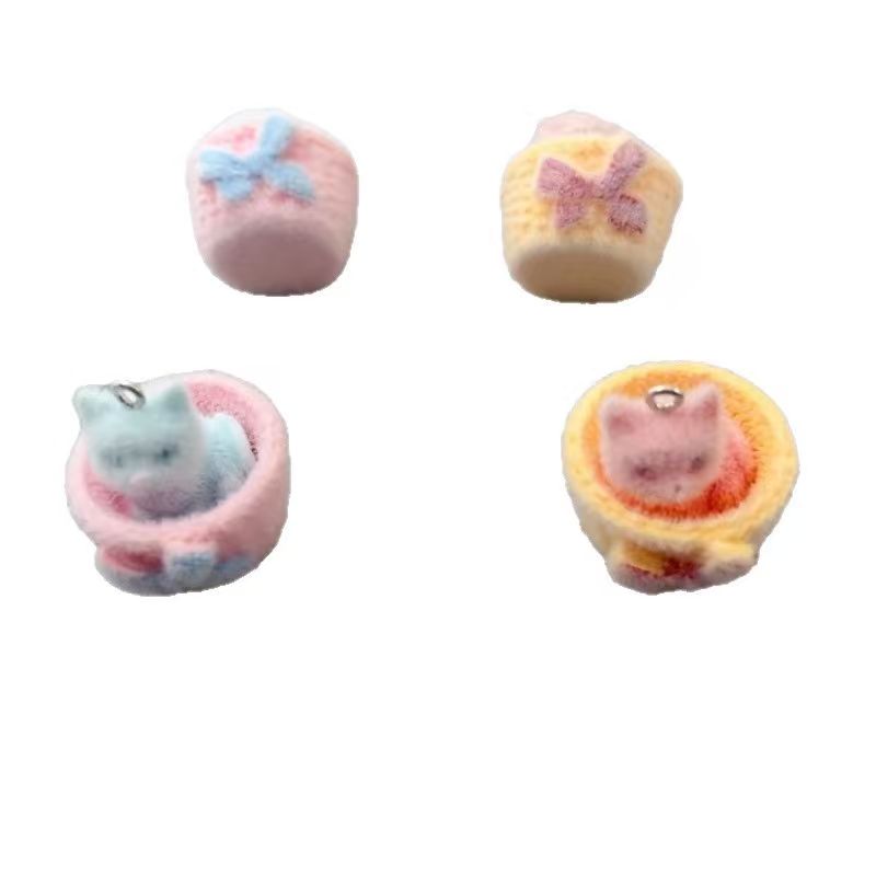 4 adet 3D peluş reçine kedi ko - Jewelry Making Factory incelemesi ve fiyatı