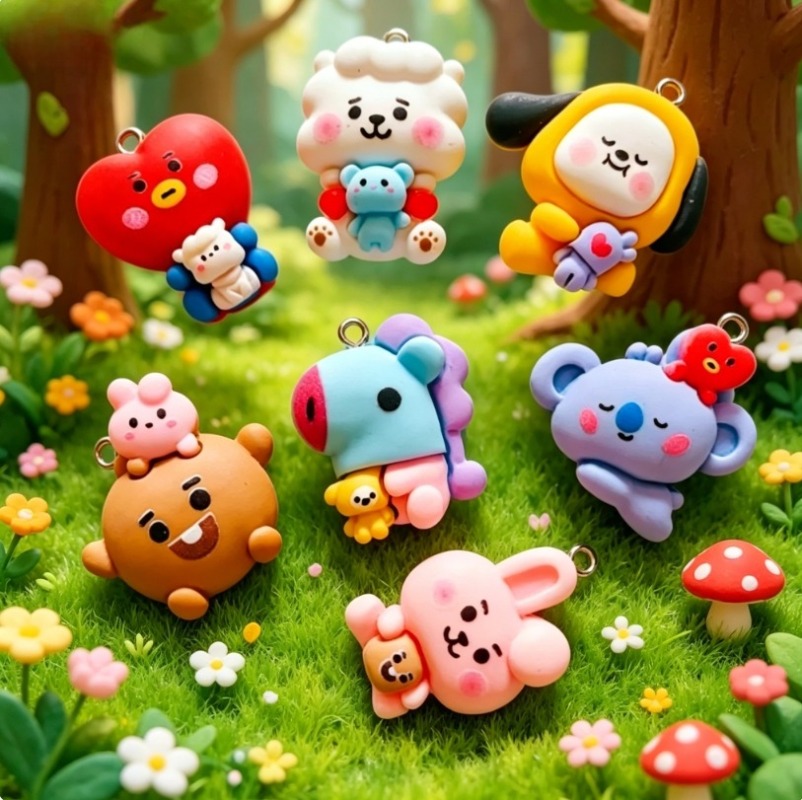 7 adet BT21 Reçine Karikatür F - Jewelry Making Factory incelemesi ve fiyatı
