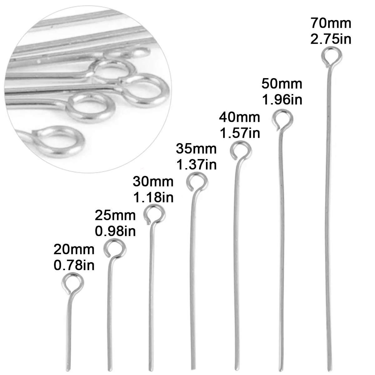 100 adet/grup Paslanmaz Çelik  - Jewelry Making Eye Pins incelemesi ve fiyatı